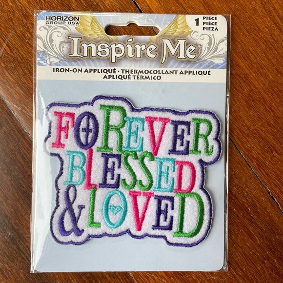 NEW Forever Blessed & Loved Iron-on / Sew Applique Patch - Picture 1 of 2
